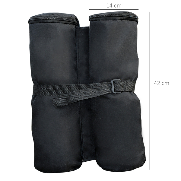 Outsunny Pack de 4 Sacos de Lastro Enchíveis para Carpa Tenda e Toldo Volume Máx. 15kg Ø14x42 cm Preto - Image 3