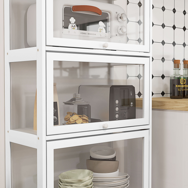 HOMCOM Vitrine Colecionador de 4 Níveis Vitrine Sala de Estar com Portas Abatíveis de Acrílico Anti-Tombo 59x30x139 cm Branco - Image 8