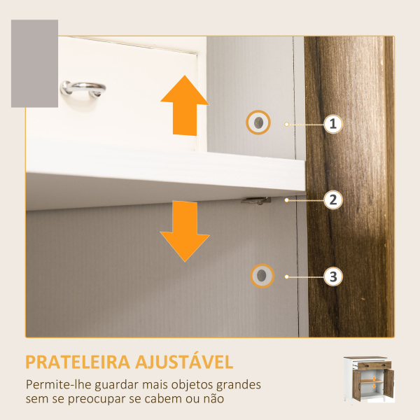 HOMCOM Aparador para Sala de Estar com Gaveta 2 Portas e Prateleira Ajustável 78,5x39x89,4 cm Marrom e Branco - Image 5
