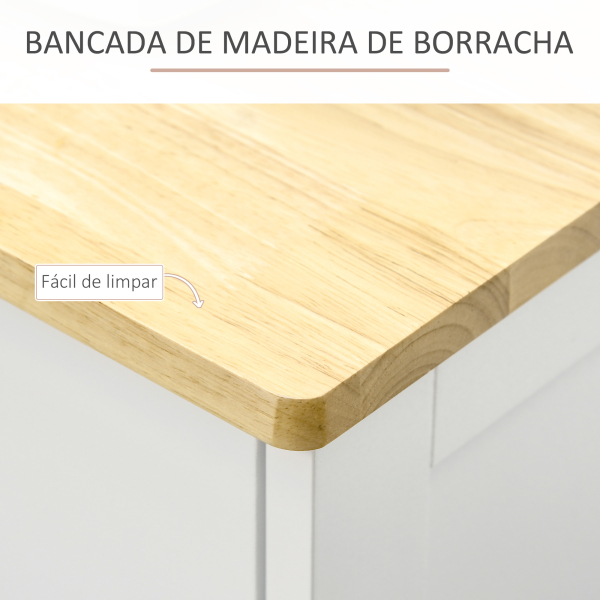 HOMCOM Aparador de Cozinha com 3 Gavetas 3 Portas e Prateleiras Ajustáveis Móvel Auxiliar de Armazenamento 101x40x85cm Branco - Image 6