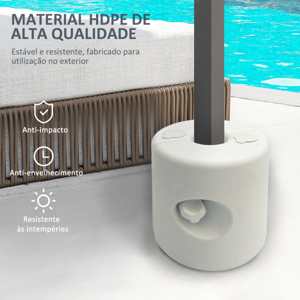 Outsunny Conjunto de 4 Pesos para Tendas Dobráveis Suportes Enchivel com 9,5 kg de Água ou 12 kg de Areia  Ø24x25,5 cm Branco - Image 7