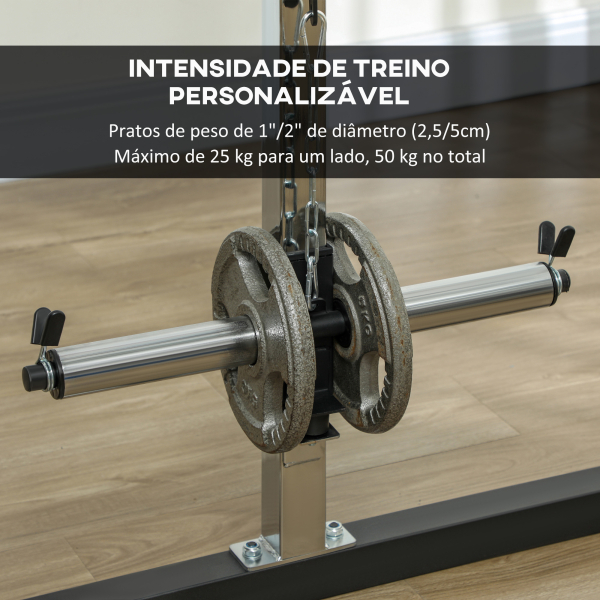 SPORTNOW Máquina Multi Estação de Musculação Máquina de Musculação com Suporte para Agachamentos e Barra para Pesos 210x132x225 cm Preto - Image 7