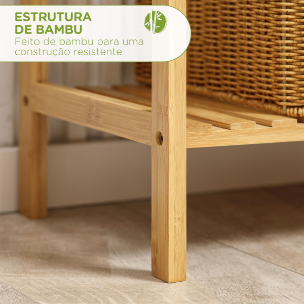 HOMCOM Estante de Bambu de 4 Níveis Estante Moderna de Armazenamento Anti-Tombo 60x26x130cm Madeira - Image 5
