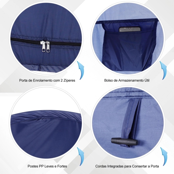 Outsunny Tenda de Duche para Campismo Dobrável Pop UP Tenda de Privacidade com proteção UV e Tecido Impermeável 100x100x185cm Azul Escuro - Image 6
