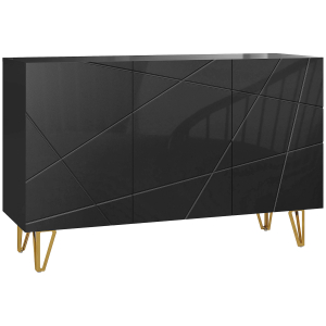 HOMCOM Aparador para Sala Aparador de Entrada com 3 Portas e Prateleiras Ajustáveis para Cozinha Sala 120x40x75 cm Preto