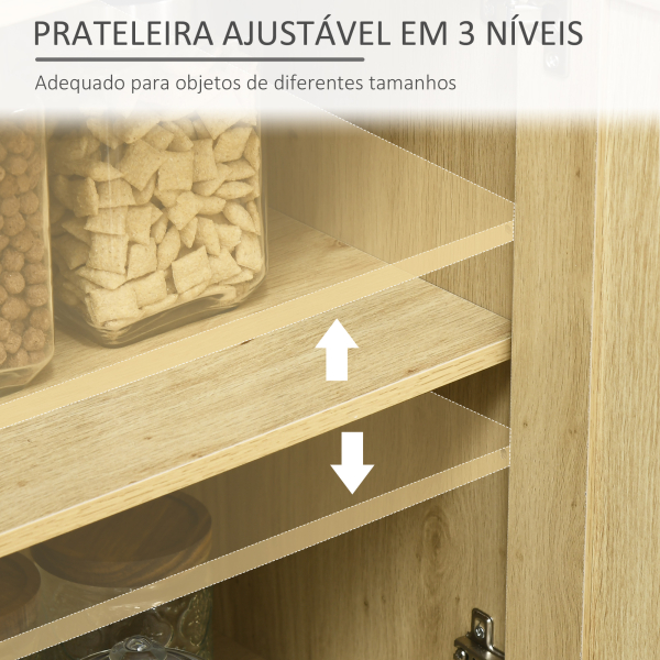 HOMCOM Aparador Sala de Estar de Estilo Cannage com 3 Portas de Vime Prateleiras Ajustáveis e Pés de Madeira 120x40x97 cm Madeira - Image 5