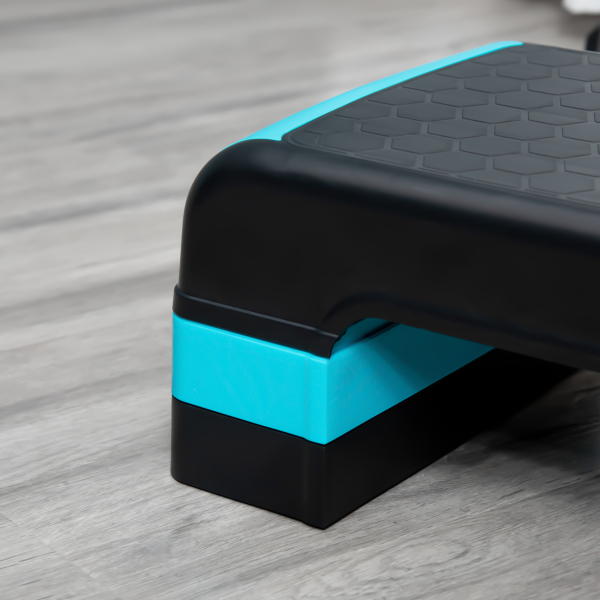 HOMCOM Plataforma Step Fitness com Altura Ajustável de 10/15/20 cm Plataforma de Exercício 78x28x20 cm Azul e Preto - Image 7
