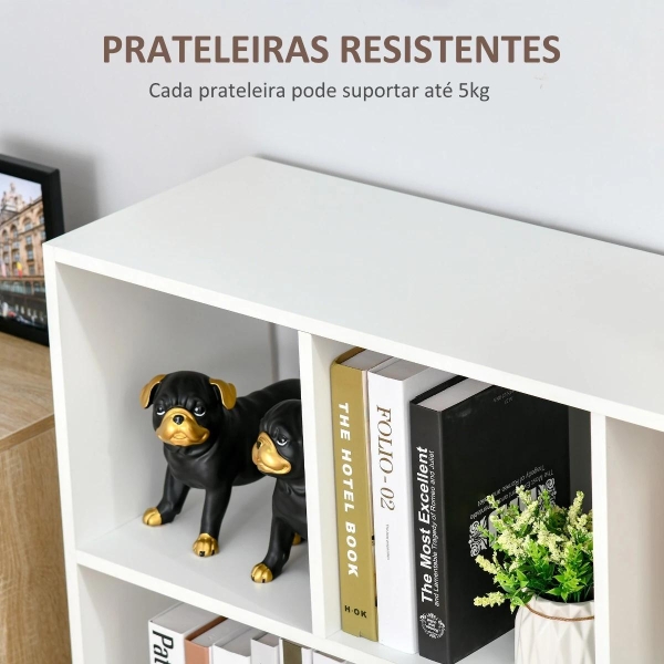 HOMCOM Estante para Livros com 8 Compartimentos Estante de Exposição Estilo Moderno para Sala de Estar Dormitório Escritório 97,5x30x100cm Branco - Image 5