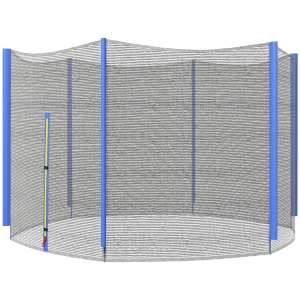 SPORTNOW Rede de Segurança para Trampolim Ø305 cm para Exterior e Porta com Fecho de Correr para 6 Postes Azul