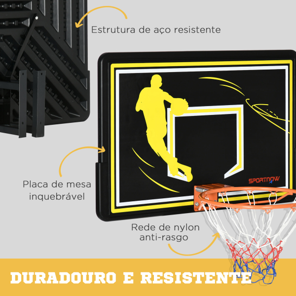 SPORTNOW Tabela de Basquetebol de Parede para Interior Exterior Tabela de Basquetebol para Adultos 110x90x70 cm Preto e Amarelo - Image 6
