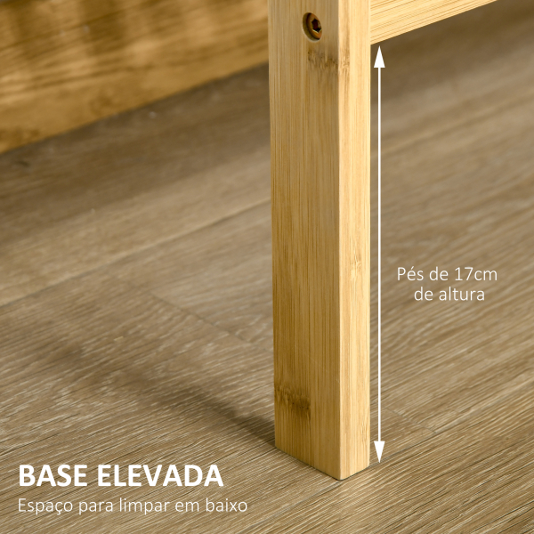 HOMCOM Estante de Bambu de 3 Níveis Móvel Organizador Multifuncional para Casa de Banho Cozinha Sala de Estar 62x33x80cm Natural - Image 7