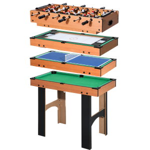 HOMCOM Mesa Multi-Jogos 4 em 1 Mesa de Jogos para Crianças acima de 6 Anos Matraquilho para Crianças Mesa de Bilhar Mesa de Ping-Pong 87x43x73 cm Madeira e Preto
