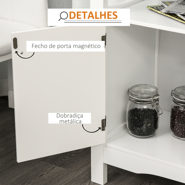 HOMCOM Aparador de Cozinha com 1 Gaveta 1 Prateleira Aberta 2 Portas e Suporte para 12 Garrafas 116,5x40x82,5 cm Branco - Image 6