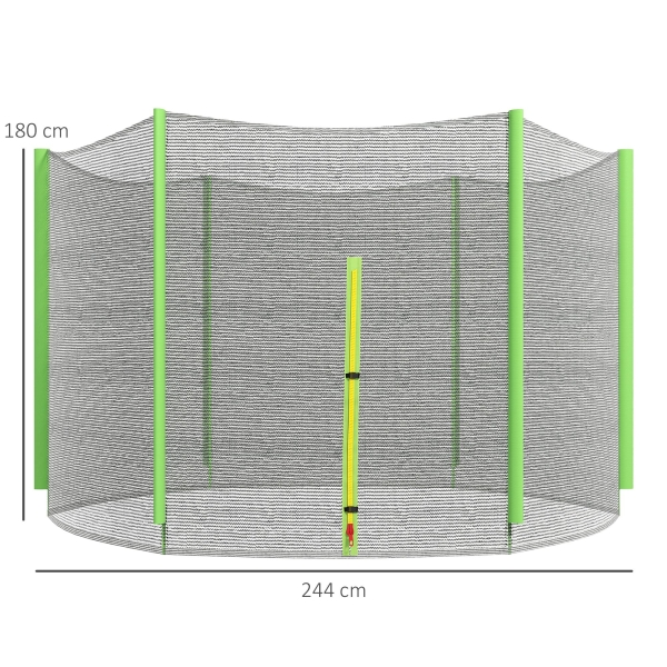SPORTNOW Rede de Segurança para Trampolim Ø244 cm Rede de Substituição de Trampolins com Fecho de Correr para 6 Postes Verde - Image 3