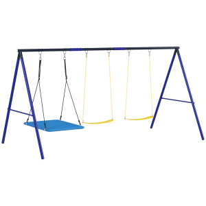 AIYAPLAY Conjunto de Baloiços para Crianças com 2 Baloiços Simples e 1 Baloiço Plataforma 365x180x184 cm Multicor