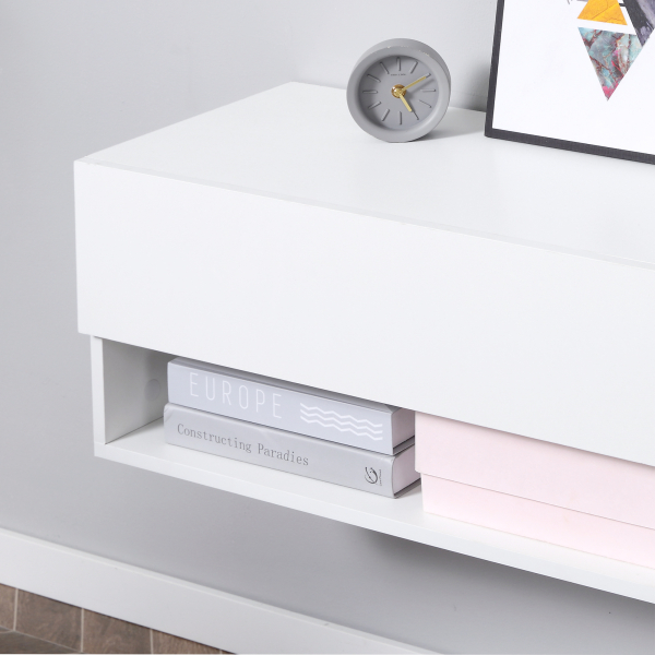 HOMCOM Móvel de TV de Parede com 2 Compartimentos e 2 Armários com  para Televisores de 60 Polegadas 140x32x31 cm Branco - Image 8