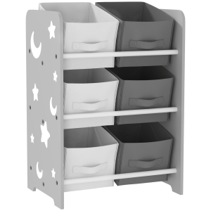 AIYAPLAY Estante para Brinquedos com 6 Caixas de Tecido não Tecido Amovíveis Organizador de Brinquedos para 43x30x60 cm Cinza