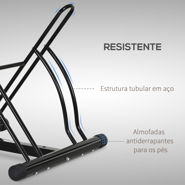 HOMCOM Suporte de Estacionamento Cruzado para 2 Bicicletas Aço Portátil 60x54x57 cm Preto - Image 5