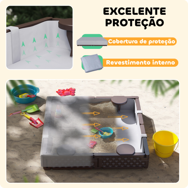 AIYAPLAY Caixa de Areia para Crianças Caixa de Areia Infantil Quadrada com Cobertura e Assentos para Exterior 119x - Image 5