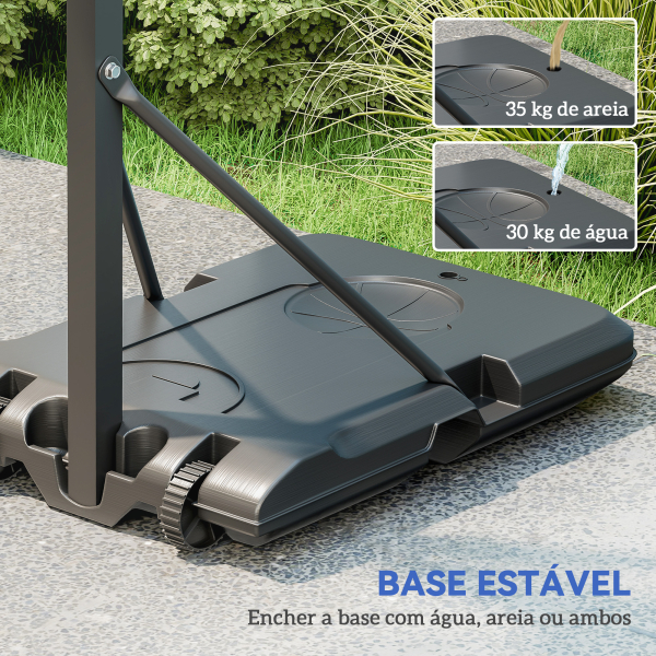 SPORTNOW Tabela de Basquetebol Ajustável de 146-236 cm Portátil com Rodas e Base Preenchível com Água ou Areia 71x45x146-236 cm Preto - Image 5