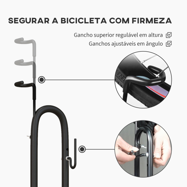 SPORTNOW Estacionamento de Bicicletas Vertical e Horizontal com Ganchos Ajustáveis para Bicicletas de 6 a 28 Polegadas e 700 C - Image 6
