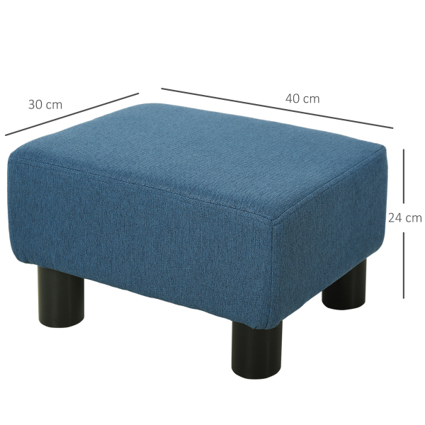 HOMCOM Apoio para os Pés de Sala de Estar Banco Retangular com Estrutura de Madeira para Sala de Estar 40x30x24 cm  Azul Escuro - Image 3