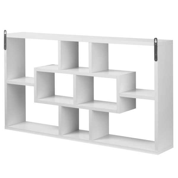 HOMCOM Estante de parede decorativa Conjunto de 8 estantes para CDs Estantes Flutuantes Cubos Modernos 85x14,5x47,5cm Carga 20kg Madeira - Image 9