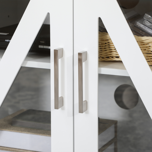 HOMCOM Móvel de TV para Televisores de até 58" com 4 Portas de Vidro Temperado e Prateleiras Ajustáveis 130x35x60 cm Branco - Image 9