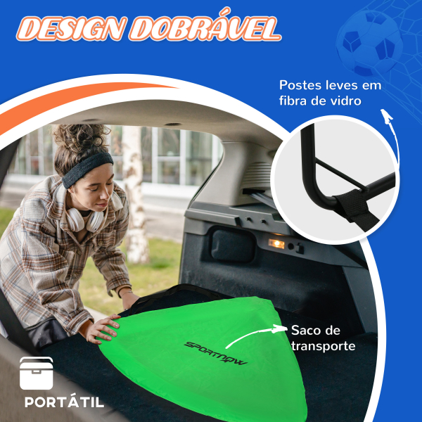 SPORTNOW Conjunto de 2 Balizas de Futebol Dobráveis para Crianças com Luz LED e Postes de Fibra de Vidro 120x90x90 cm Verde - Image 5