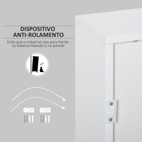 HOMCOM Aparador Auxiliar com 2 Portas 2 Gavetas e Prateleira Ajustável Abertura a Pressão Móvel Organizador de Armazenamento para Dormitório Sala de Estar 79x36x74cm Branco - Image 7