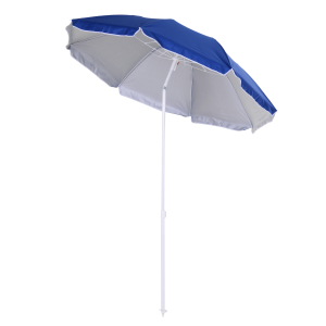 Outsunny Chapéu de Sol de Praia Grande Ø160 cm Chapéu de Sol de Exterior com Ângulo Ajustável Proteção UV Impermeavel e Bolsa de Transporte Azul