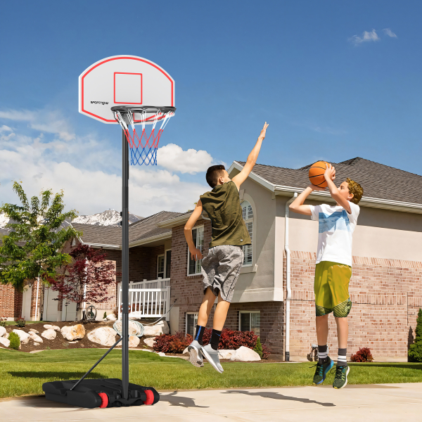 SPORTNOW Tabela de Basquetebol para Exterior com Alvo de Dardos com Ajustável 210-247 cm Rodas Base Rellenável Preto - Image 2
