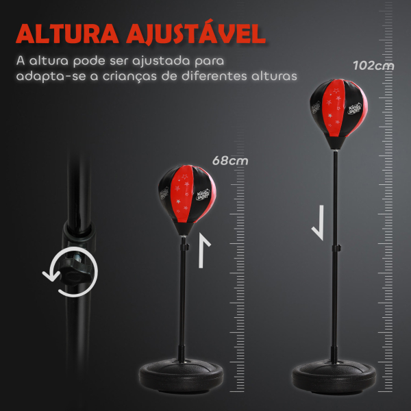 AIYAPLAY Punching Ball para Crianças Kit de Boxe para Crianças com Luvas de Boxe Altura Ajustável 68-102 cm e Base Preenchível Vermelho - Image 4