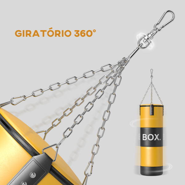SPORTNOW Saco de Boxe sem Recheio com Luvas de Boxe Gancho e Protetores para Palmas Munhecas Tornozelos Amarelo - Image 6