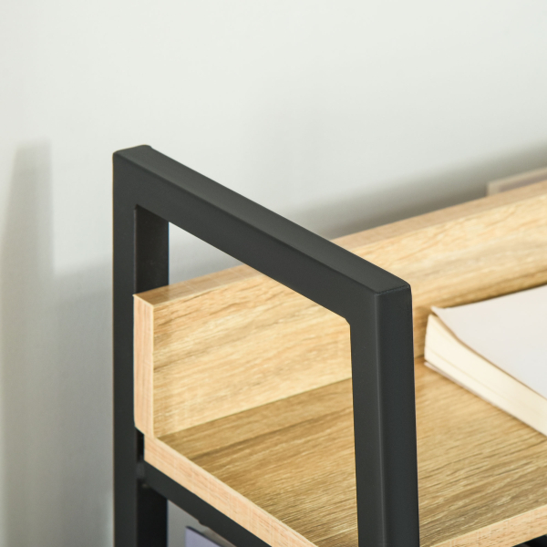 HOMCOM Estante de Estilo Industrial com 5 Níveis Estante de Sala de Estar para Livros com Estrutura de Metal 70x35x149,5 cm Natural - Image 7