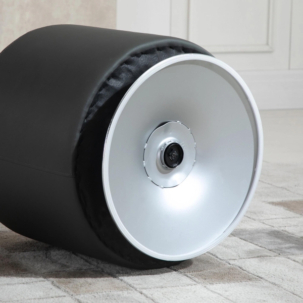 HOMCOM Apoio para os pés Otomano Giratório Banco Puff Redondo Estofado em Couro Sintético de Estilo Moderno para Dormitório Entrada Sala de Estar Ø45,5x44,5cm Cinza - Image 9