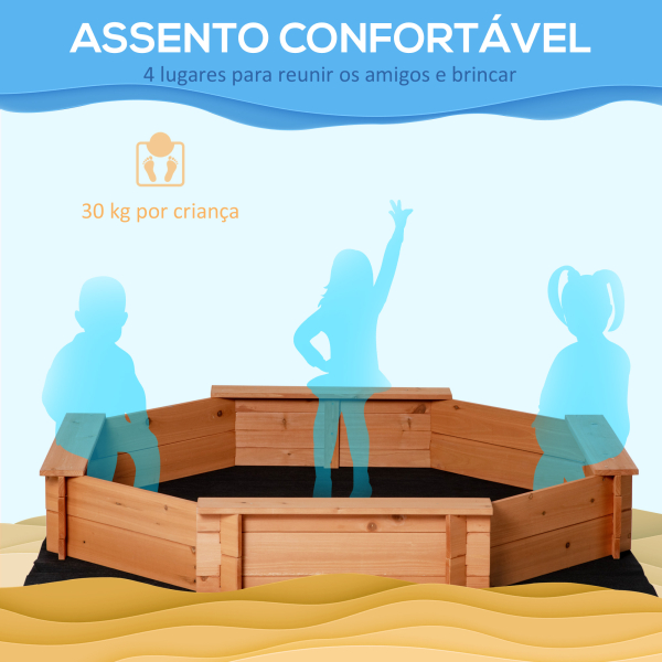 Outsunny Caixa de Areia de Madeira para Crianças Caixa de Areia Infantil com Cobertura de Poliéster 139,5x139,5x21,5 cm Vermelho e Azul - Image 6