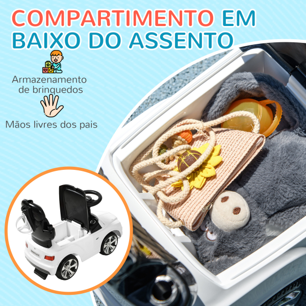 AIYAPLAY Carro Andador 3 em 1 com Licença Bentley Bentayga Carro Andador para Bebés com Guiador e Capô Desmontáveis Branco - Image 7