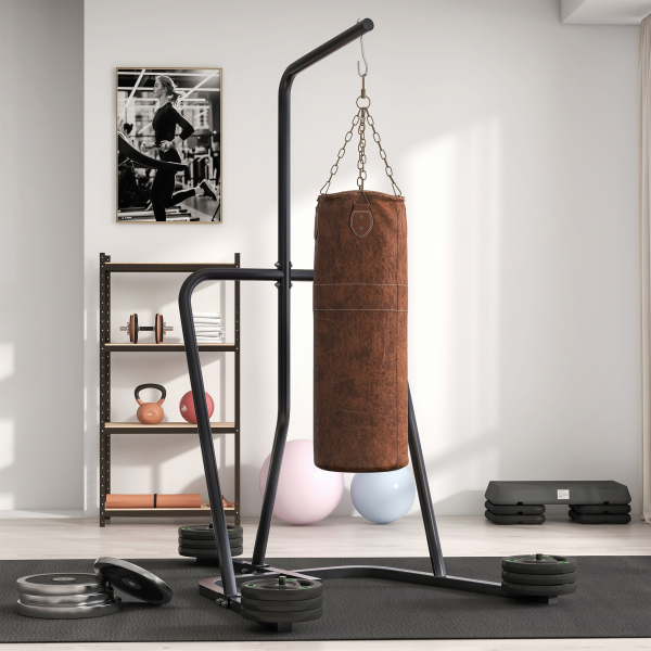 SPORTNOW Suporte Saco de Boxe com Estrutura de Aço Carga 60 kg para Bolas de Velocidade Treino em Ginásio Casa 160x115x208 cm Preto - Image 6