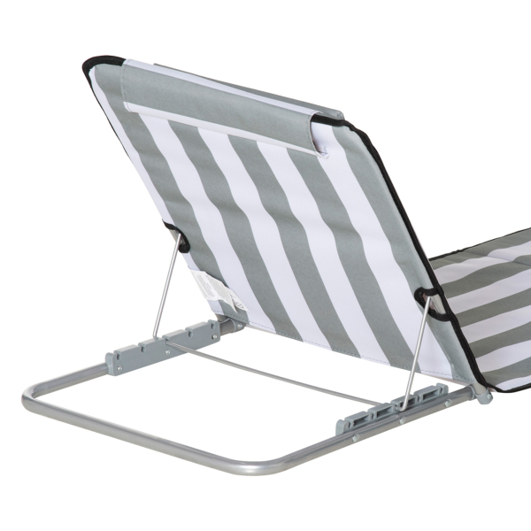 Outsunny Conjunto de 2 Esteiras de Praia com Encosto Reclinável em 5 Níveis Bolsa de Transporte e Apoio de Cabeça 48x134x33-43 cm Branco e Cinzento - Image 8