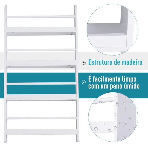 HOMCOM Estante de Parede para Livros com 4 Prateleiras Estante de Livros para Escritório Dormitório Entrada Carga Máxima 30 kg 56x12x113 cm Branco - Image 6