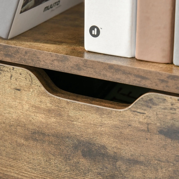 HOMCOM Estante para Livros com Armário e 2 Gavetas de Armazenamento Estante Estilo Industrial para Escritório Sala de Estar 58x24x122cm Marrom Rústico - Image 8