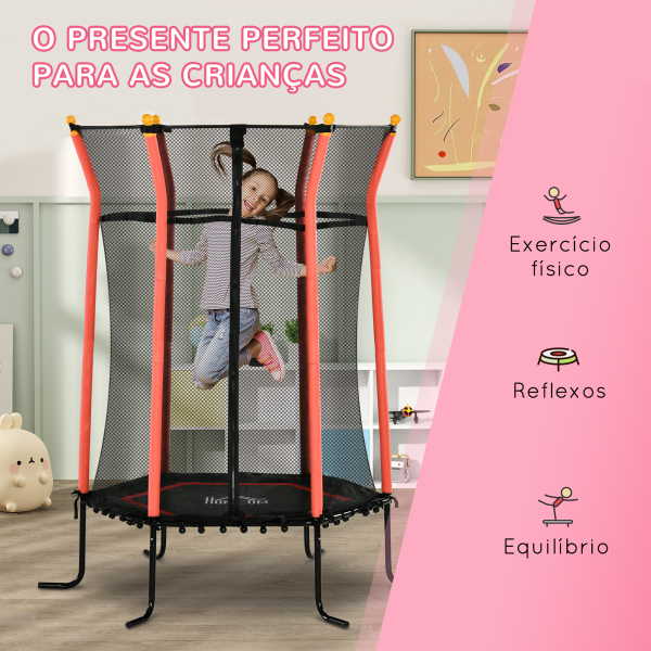 HOMCOM Trampolim para Crianças com Rede de Segurança e Estrutura de Aço para Interiores e Exteriores Carga 50kg Ø163,5x190 cm Vermelho - Image 7