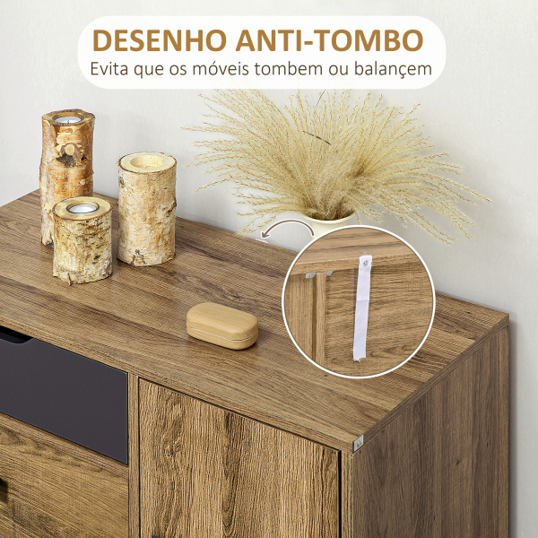 HOMCOM Cómoda de Madeira com 4 Gavetas Porta Prateleira Ajustável e Pés de Metal para Sala de Estar Dormitório 79x39x86cm Marrom - Image 6