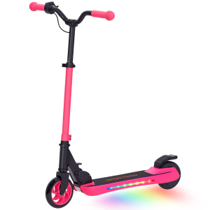 SPORTNOW Trotinete Elétrica Dobrável para Crianças 120 W Autonomia 6 km e Máximo 10 km/h com Travão Luzes LED 74x52x83-87 cm Rosa