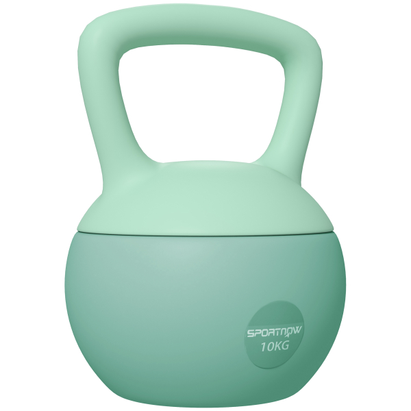 SPORTNOW Kettlebell de 10 kg Pesa Russa Preenchida de Areia Metálica e Alça Antiderrapante para Treino em Casa Ginásio 21x21x30 cm Verde