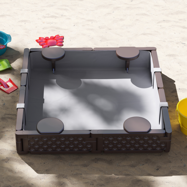 AIYAPLAY Caixa de Areia para Crianças Caixa de Areia Infantil Quadrada com Cobertura e Assentos para Exterior 119x - Image 9