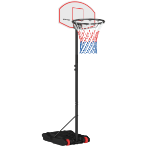 SPORTNOW Tabela de Basquetebol para Exterior com Alvo de Dardos com Ajustável 210-247 cm Rodas Base Rellenável Preto
