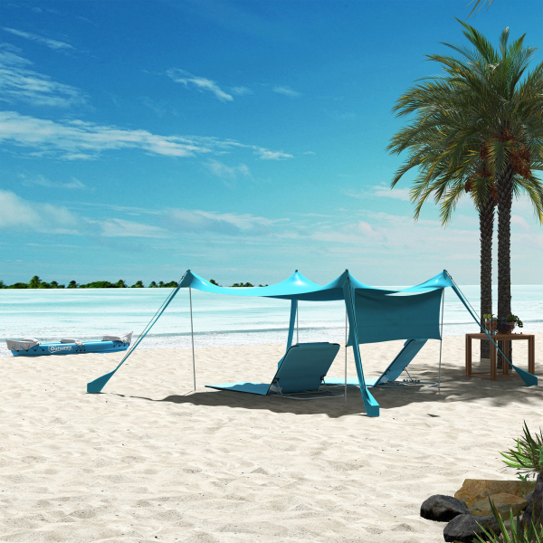 Outsunny Conjunto de 2 Esteiras de Praia com Encosto Reclinável em 5 Níveis Bolsa de Transporte e Apoio de Cabeça 48x134x33-43 cm Azul - Image 9