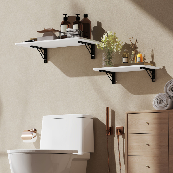 HOMCOM Conjunto de 2 Mesas Dobráveis de Parede Secretárias Flutuantes para Espaços Pequenos Mesas Rebatíveis Branco Brilhante - Image 7